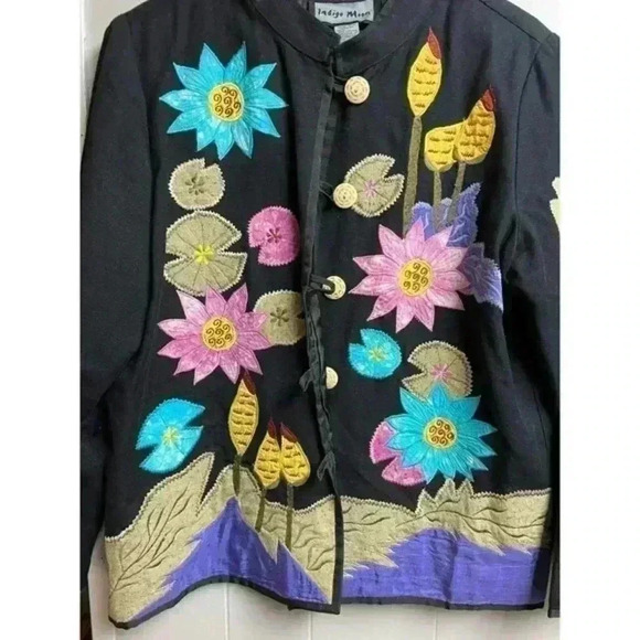 Indigo Moon Women's Embroidered & Embellished Button-Up Floral Jacket - Picture 8 of 12
